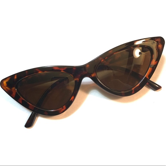 Leopard print slim cat eye sunglasses - Picture 2 of 5